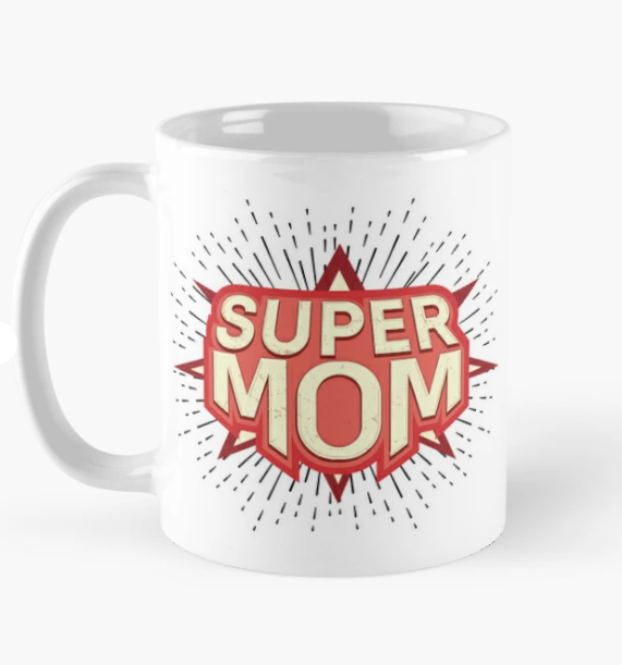 Чашка керамическая с принтом "Super mom" для мамочки 2 330 мл Белый (МАМА37Ч)