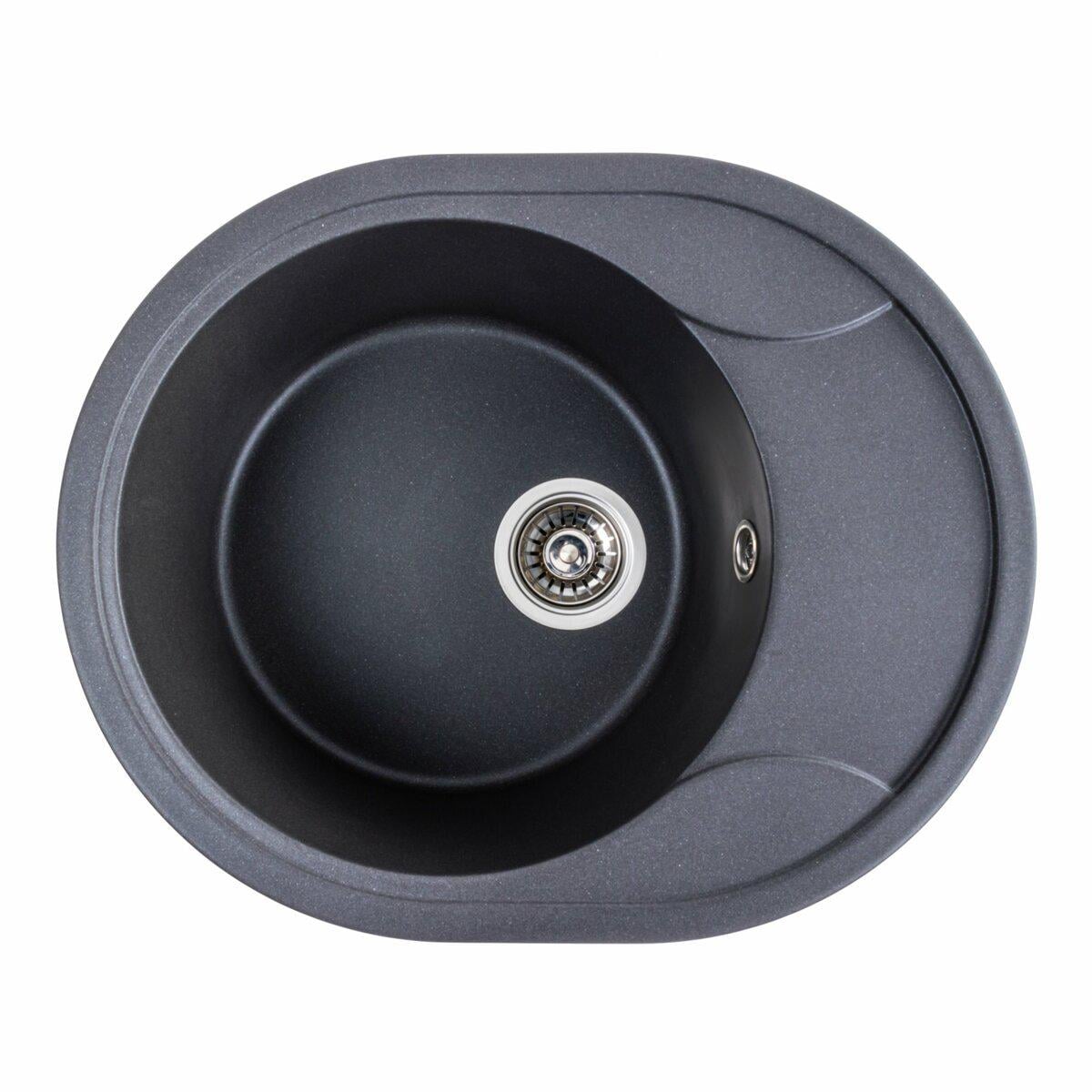 Мойка для кухни гранитная Platinum 5887 ONYX матовая овальная с крылом Морион (PLTM-SP000040819)