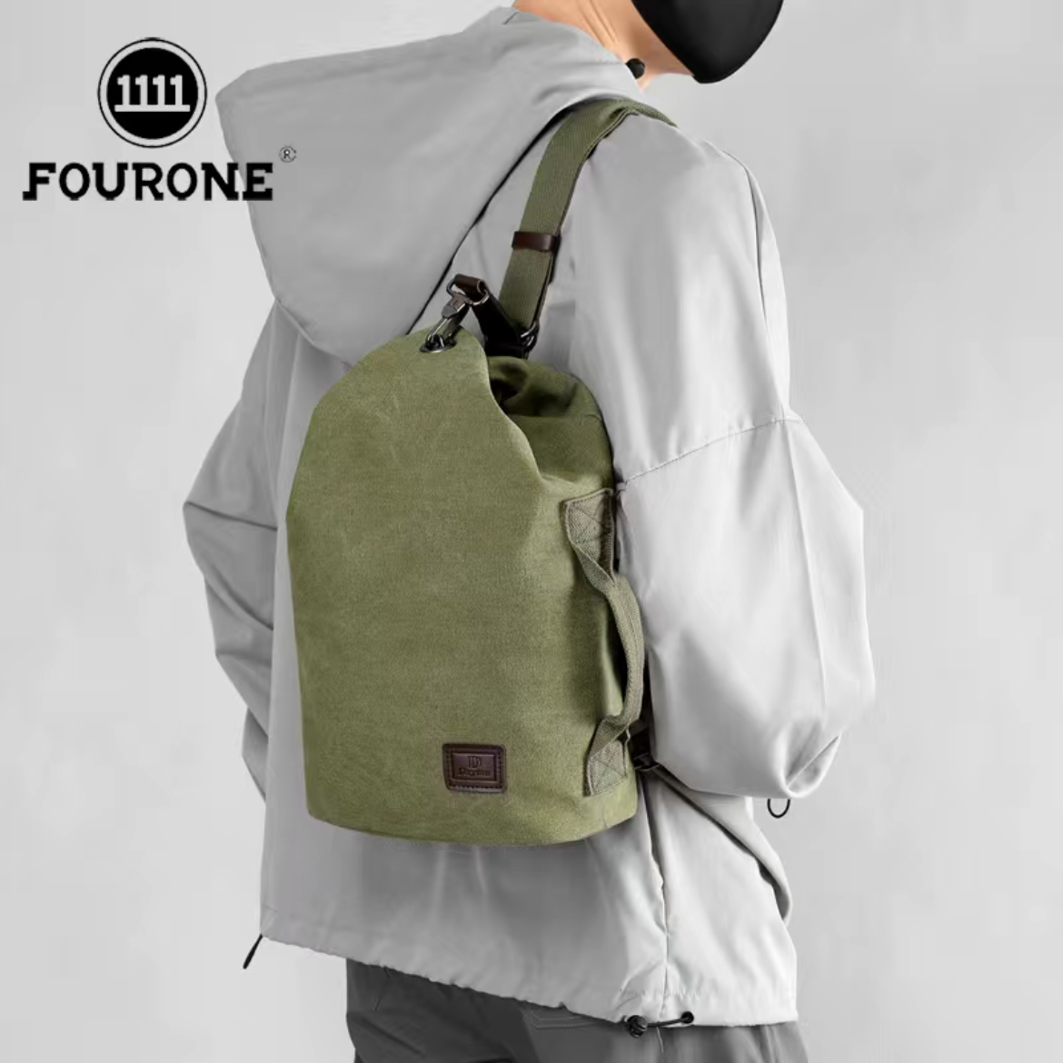 Сумка-рюкзак FOURONE РЕТРО Army green (2033250673) - фото 2 Сумка-рюкзак FOURONE РЕТРО Army green (2033250673) - фото 2