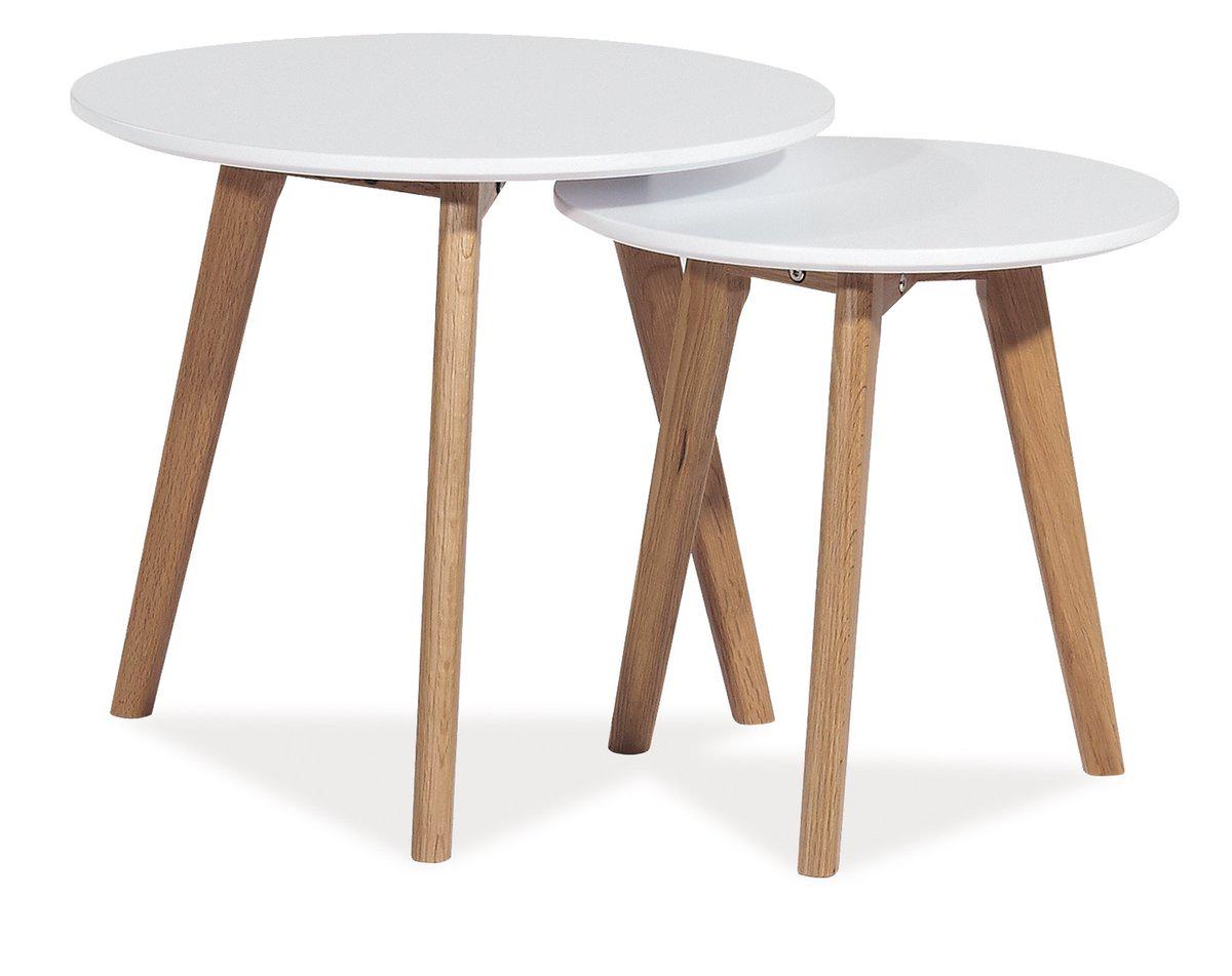 Журнальный столик для гостиной Signal Milan S2 д. 40/50 см (комплект 2 шт.) МДФ/Дерево цвет Белый/Дуб (MILANS2)