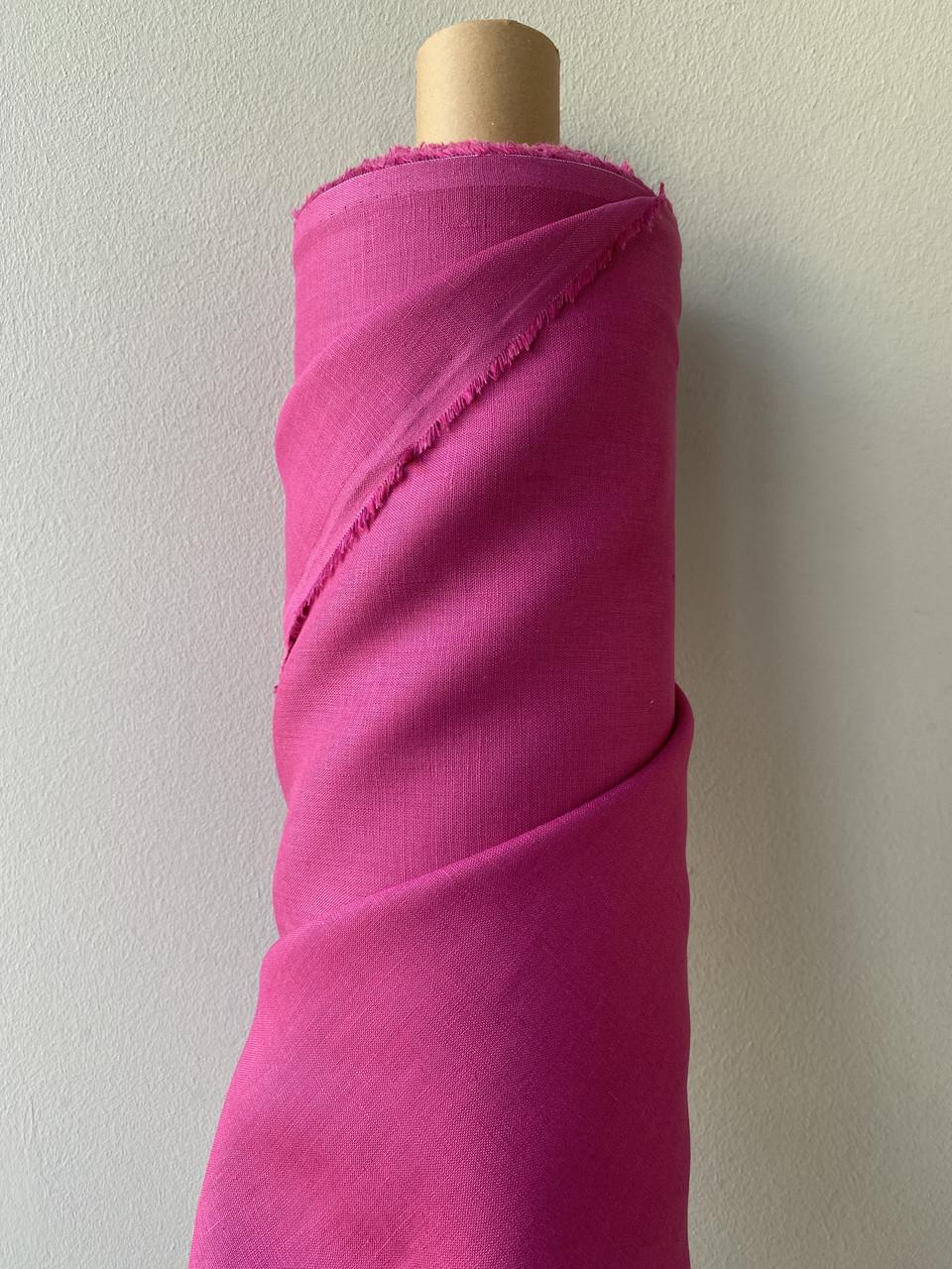 Ткань рубашечно-платьевая LINEN PLUS 100% лен 143 см 688 Фуксия - фото 6