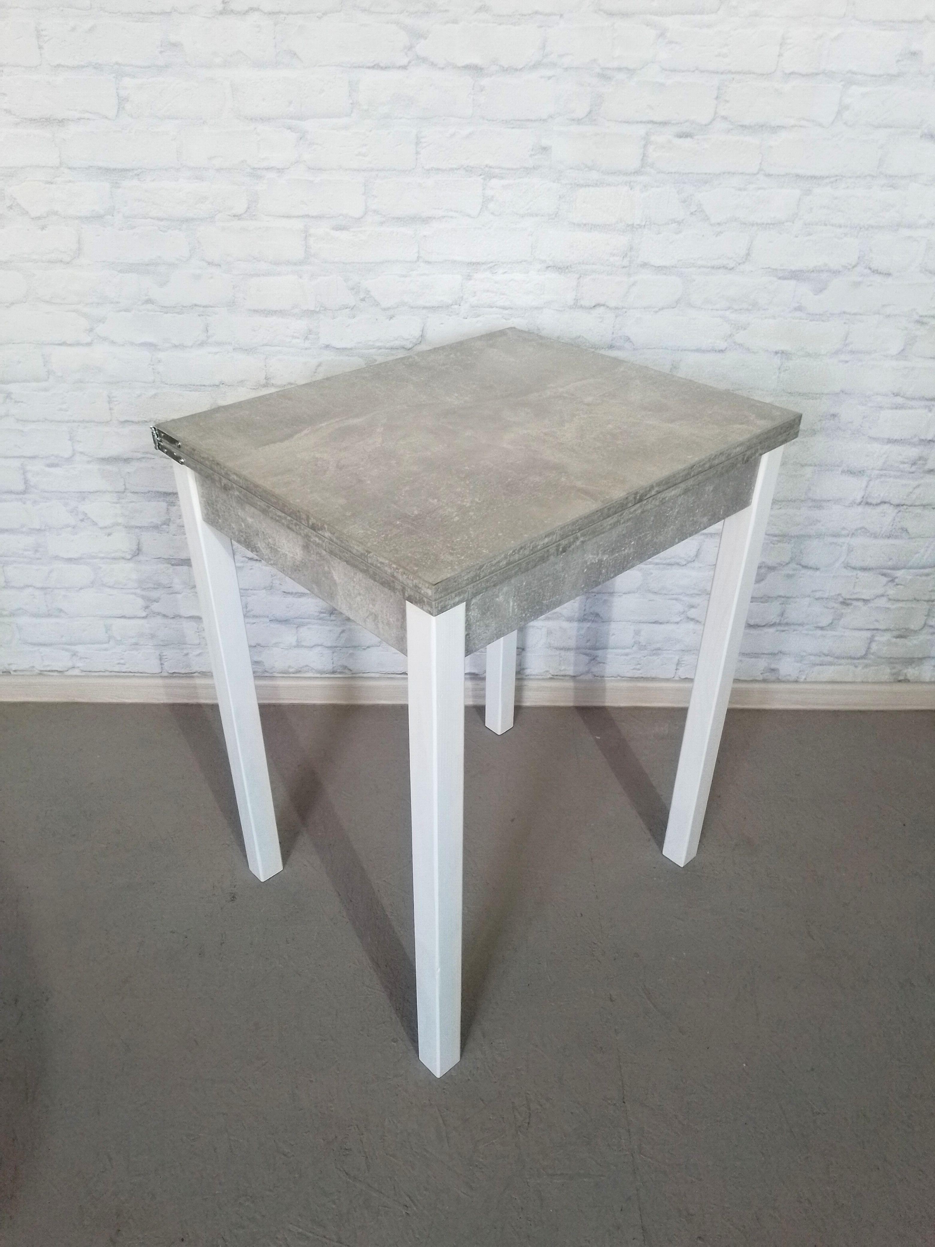 Обеденный стол Smart раскладной/ножки деревянные 60х50х75 см Бетон/Белый (0002) - фото 2 Обеденный стол Smart раскладной/ножки деревянные 60х50х75 см Бетон/Белый (0002) - фото 2