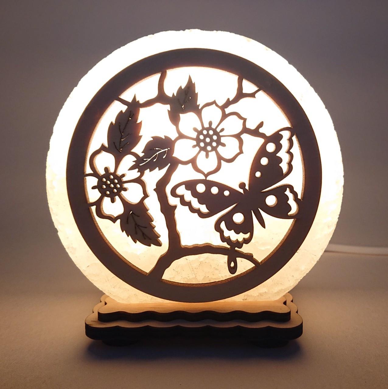 Соляной светильник Бабочка в цветах (KM-00003-y)