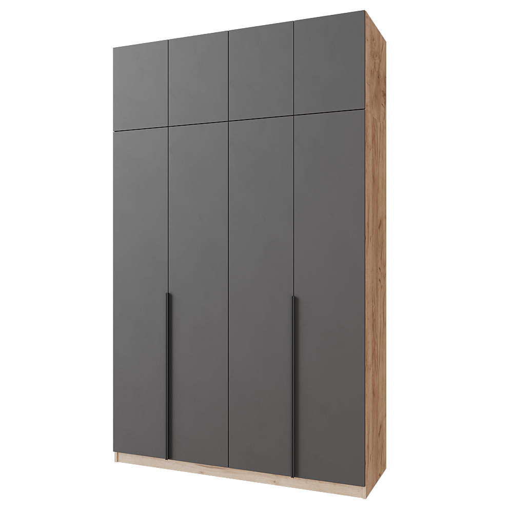 Шкаф распашной с антресолью Меблітренд Чиназес Чиа-1600.4 1600х500х2450 мм Дуб крафт золотой/Графитовый (26842030)