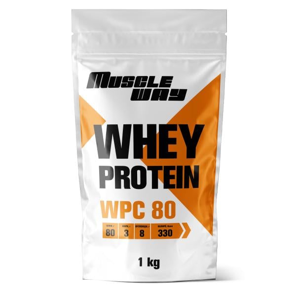 Протеин сывороточный MuscleWay Whey Protein 80% на 26 порций 1 кг Без вкуса (124-125-ksb80-mw-rs)