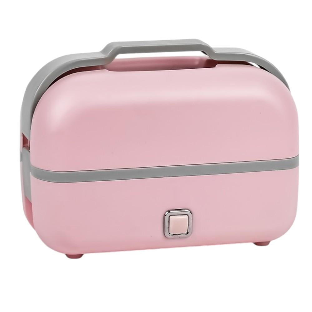 Ланч-бокс электрический Stenson R98044 с металлической чашей Розово-серый