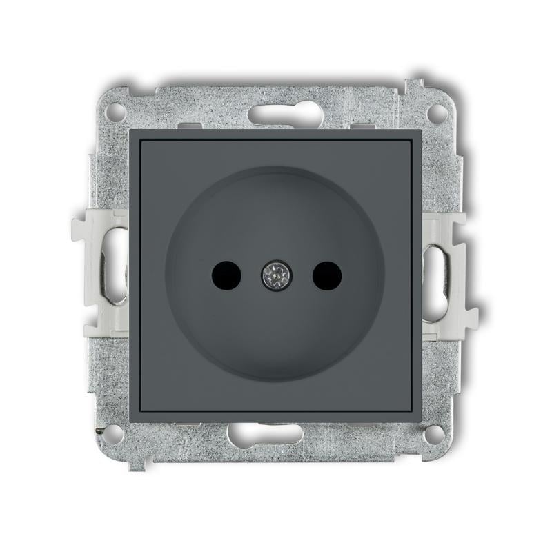 Розетка Karlik Mini без заземления со шторками Графитовый матовый (28MGP-1p)