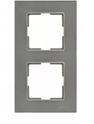 Рамка для розетки двойная вертикальная JAZZ стеклянная Graphite pearl (0727) (0727)