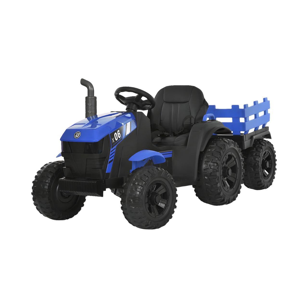 Дитячий електротрактор Bambi Racer M6295EBLR-4 з причепом 2 мотори 45W 12V 9AH пульт 2.4G колеса EVA шкіра Синій (38320987)
