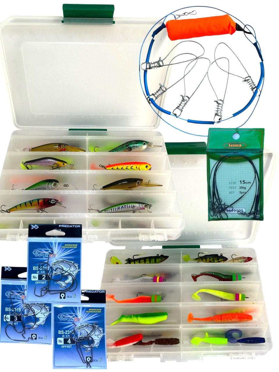 Приманки на хищную рыбу воблеры силикон КВ-12018 кукан и офсетные крючки в коробке (2403708172) Приманки на хищную рыбу воблеры силикон КВ-12018 кукан и офсетные крючки в коробке (2403708172)