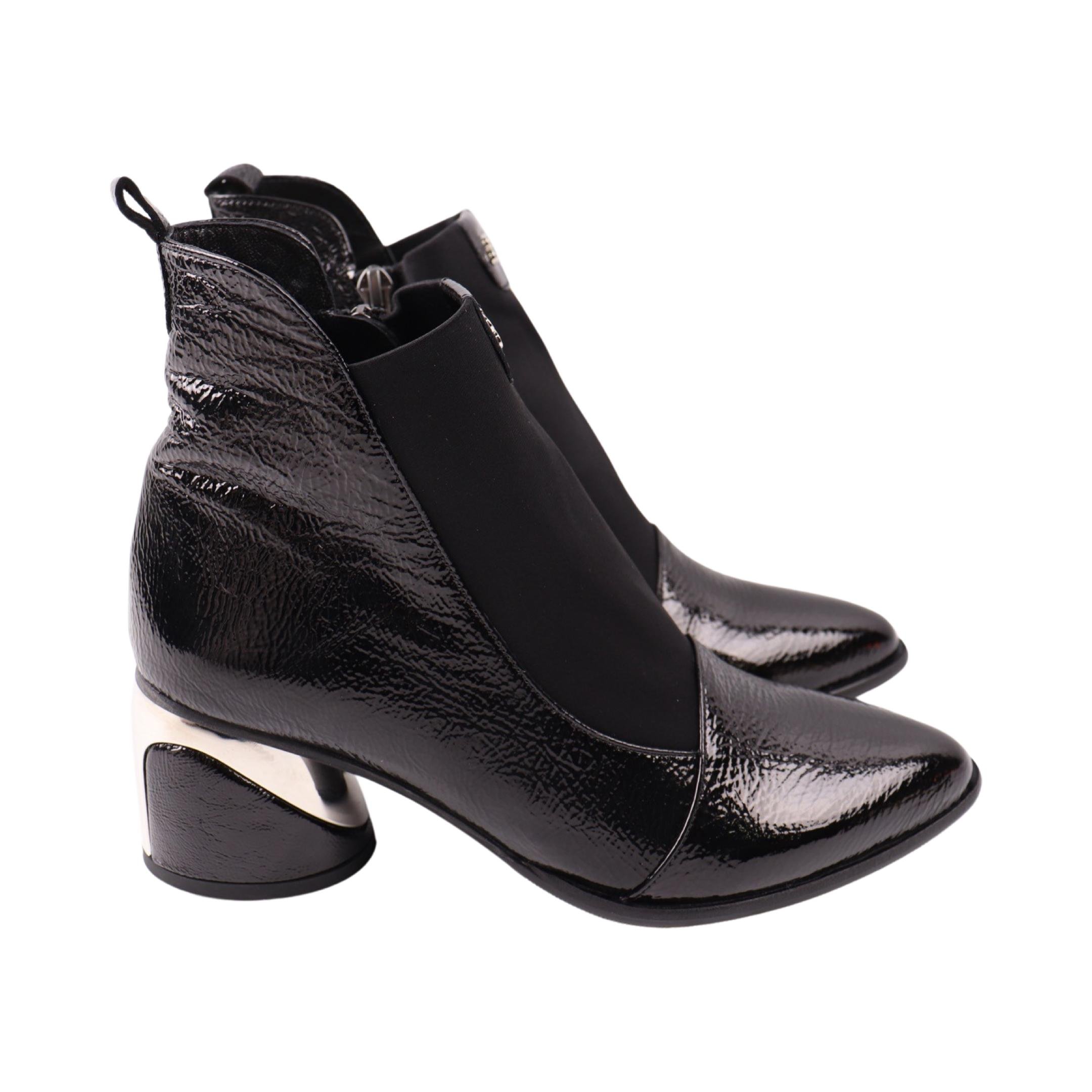 Ботильоны женские AQUAMARIN натуральная лакированная кожа р. 39 Черный (2516-24DH)