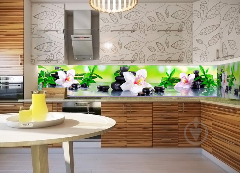 Наклейки кухонный фартук Zatarga Орхидея и бамбук 650х2500 мм Салатовый (Z180140/1)