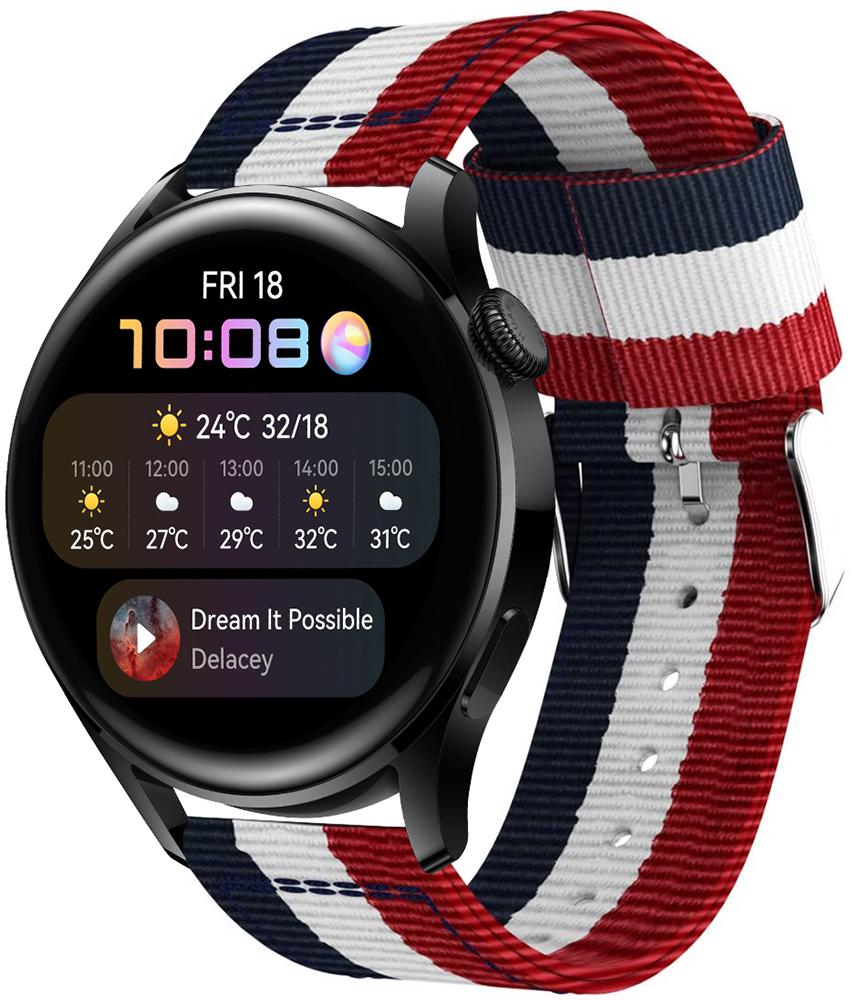 Ремінець тканинний Canvas для Huawei Watch 3 Red/White/Blue (22535)