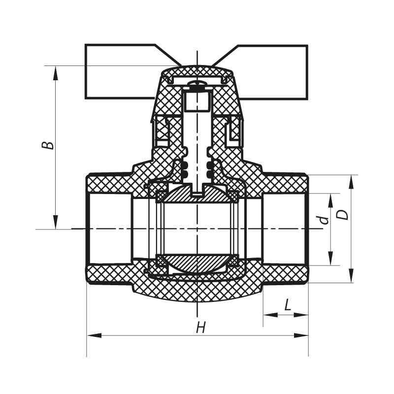 Кран шаровой бабочка для горячей воды KOER 25 K0182.PRO (KP0235) - фото 2