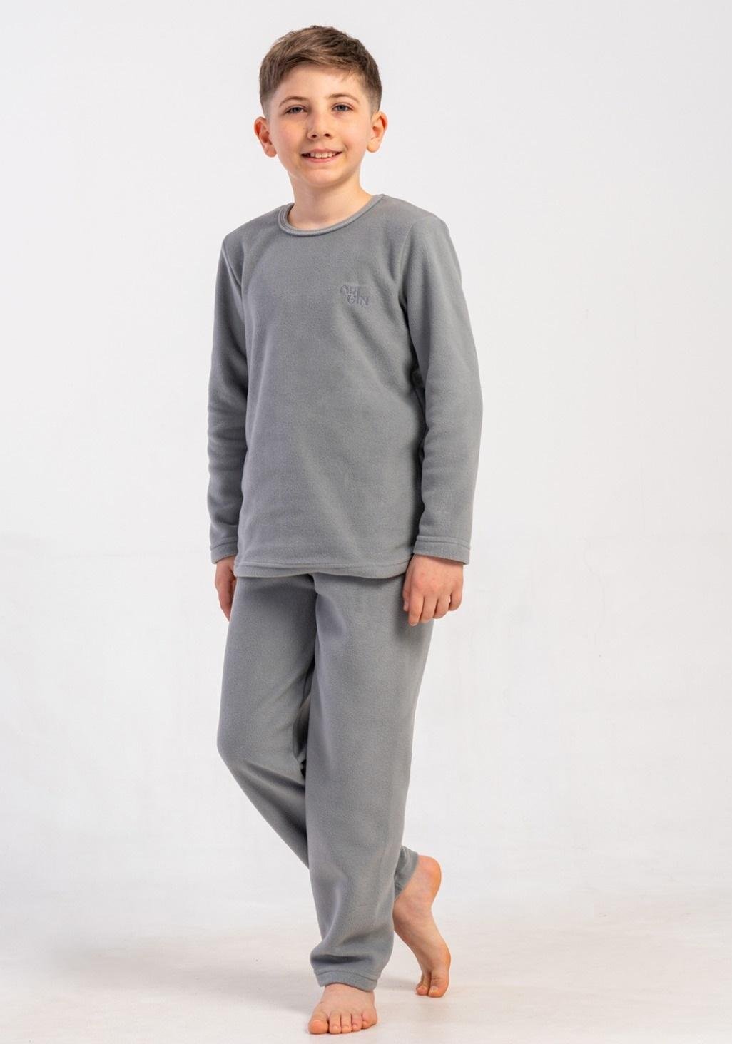 Пижама детская теплая из флиса полар 13-14 лет Серый (Vie502001) Пижама детская теплая из флиса полар 13-14 лет Серый (Vie502001)