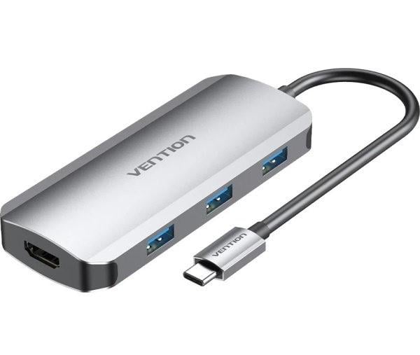 USB-хаб Vention 5в1 USB-C to HDMI/USB3.0x3/PD (THFHB)