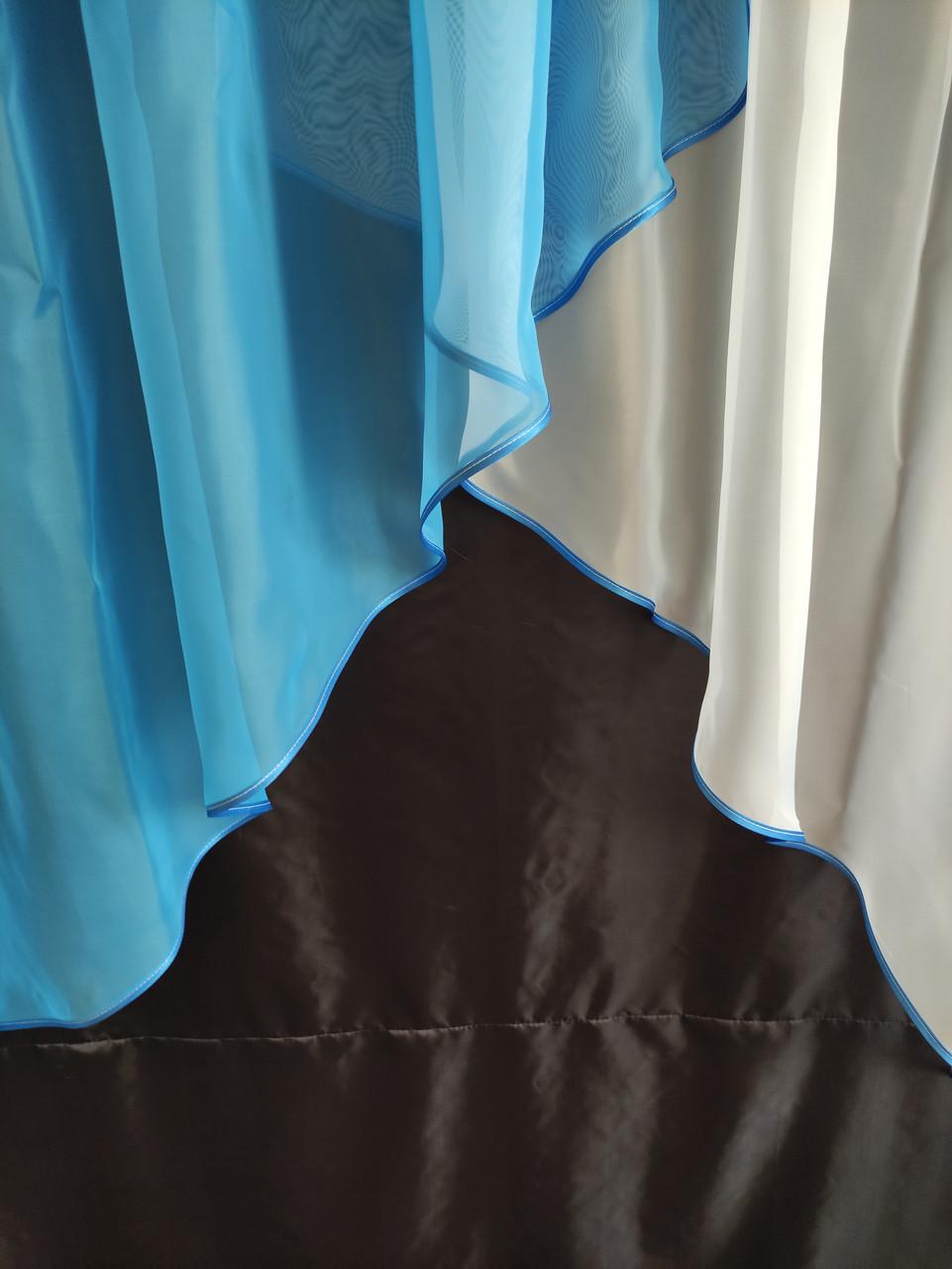 Занавеска шифоновая 300х170 см Белый с голубым (уш-01г) - фото 2 Занавеска шифоновая 300х170 см Белый с голубым (уш-01г) - фото 2