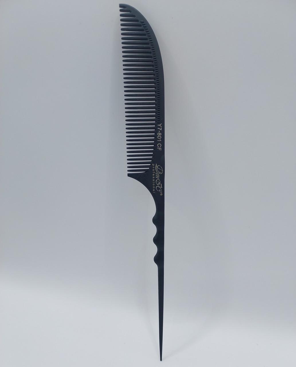 Расческа планка для косичек и дредов ДенІС professional ION карбон с хвостиком Черный (1453071387)