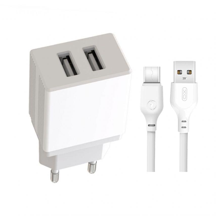 Адаптер Xo L75 2 USB/2.4A/Data Cable USB to Type-C White