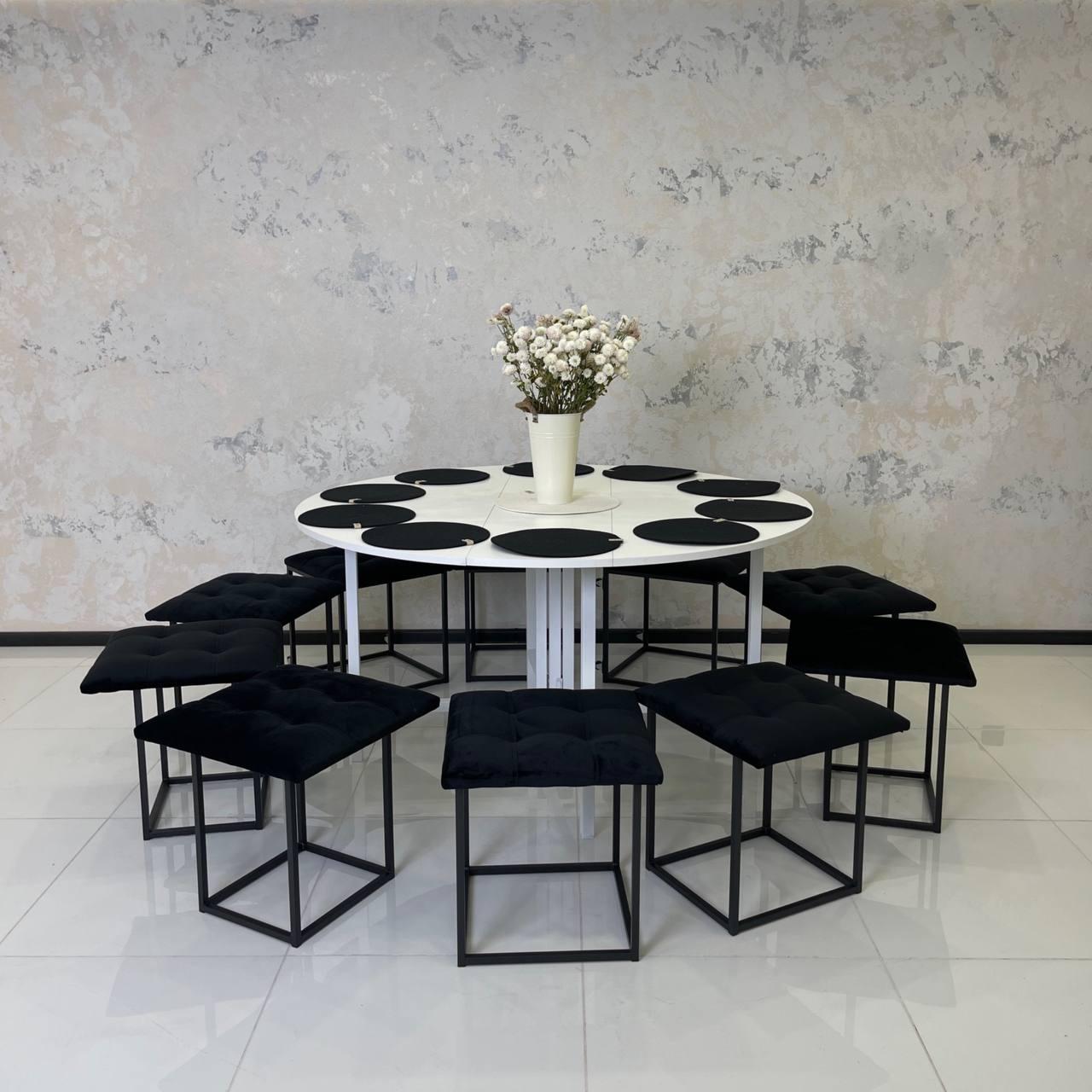 Стол кухонный круглый трансформер D1400 раскладной стол Белый/Белый мат (УТП026081) - фото 2 Стол кухонный круглый трансформер D1400 раскладной стол Белый/Белый мат (УТП026081) - фото 2