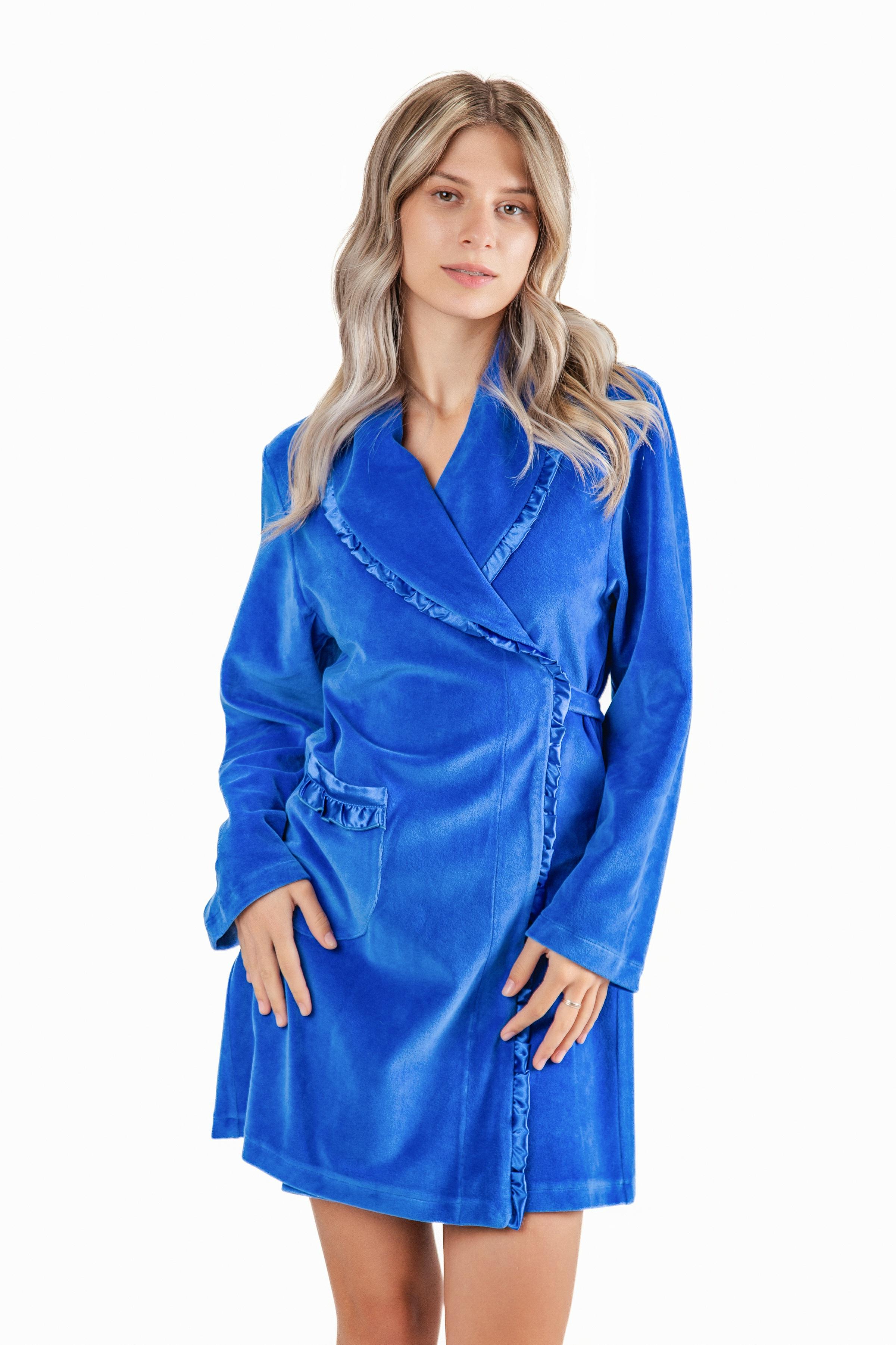 Халат женский Felisiya Lingerie велюровый S Синий (29695677)