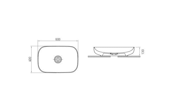 Раковина на столешницу Lapino Premium 6260 с керамическим клапаном 600х400 мм White glossy (24647276) - фото 2 Раковина на столешницу Lapino Premium 6260 с керамическим клапаном 600х400 мм White glossy (24647276) - фото 2