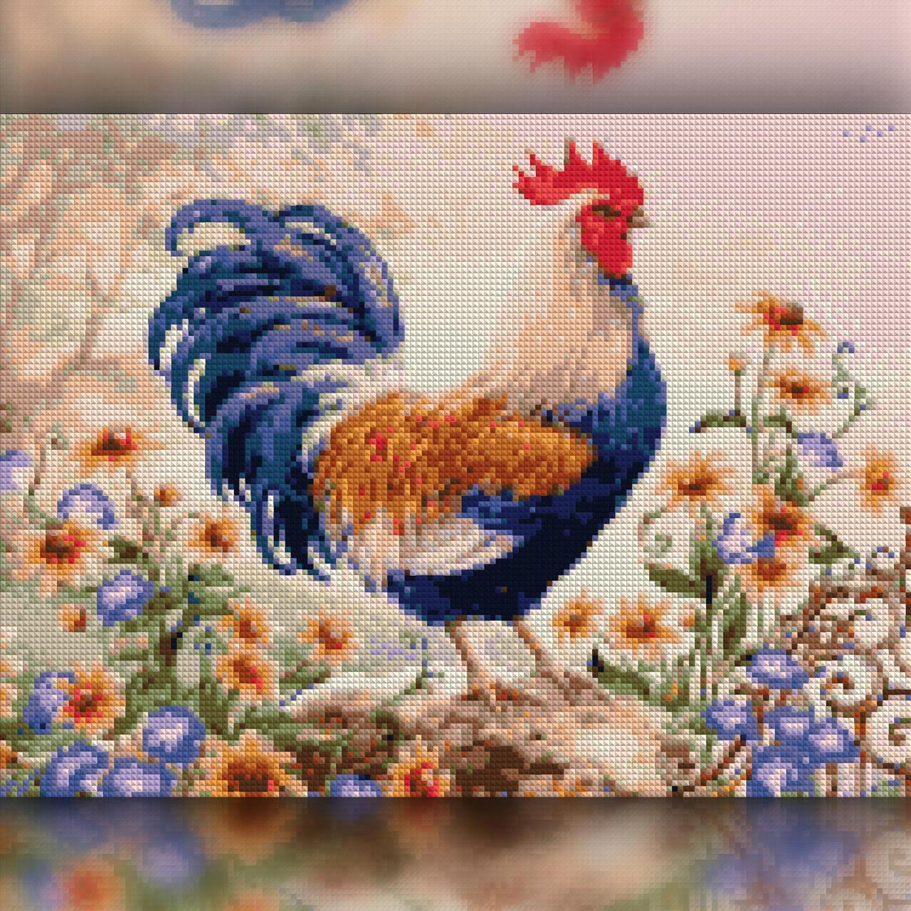 Алмазная мозаика The Wortex Diamonds Петушок в цветах 50x60 см (TWD20056XL)