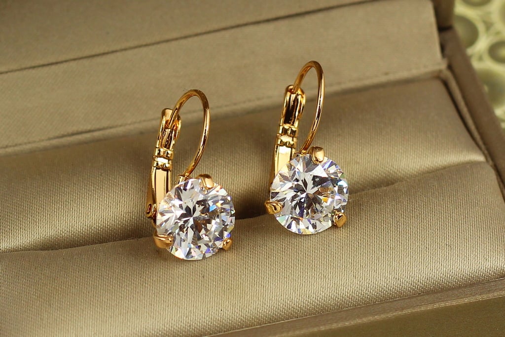 Серьги Xuping Jewelry Акапела с белым камнем 1,8 см 10 мм Золотистый (39075284)