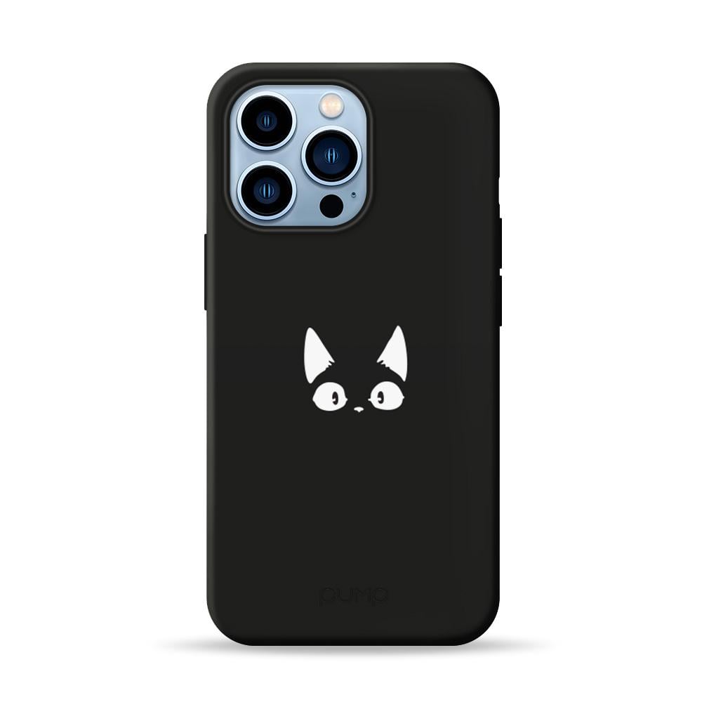 Чехол Pump Silicone Minimalistic Case for iPhone 13 Pro Funny Cat Черный С рисунком