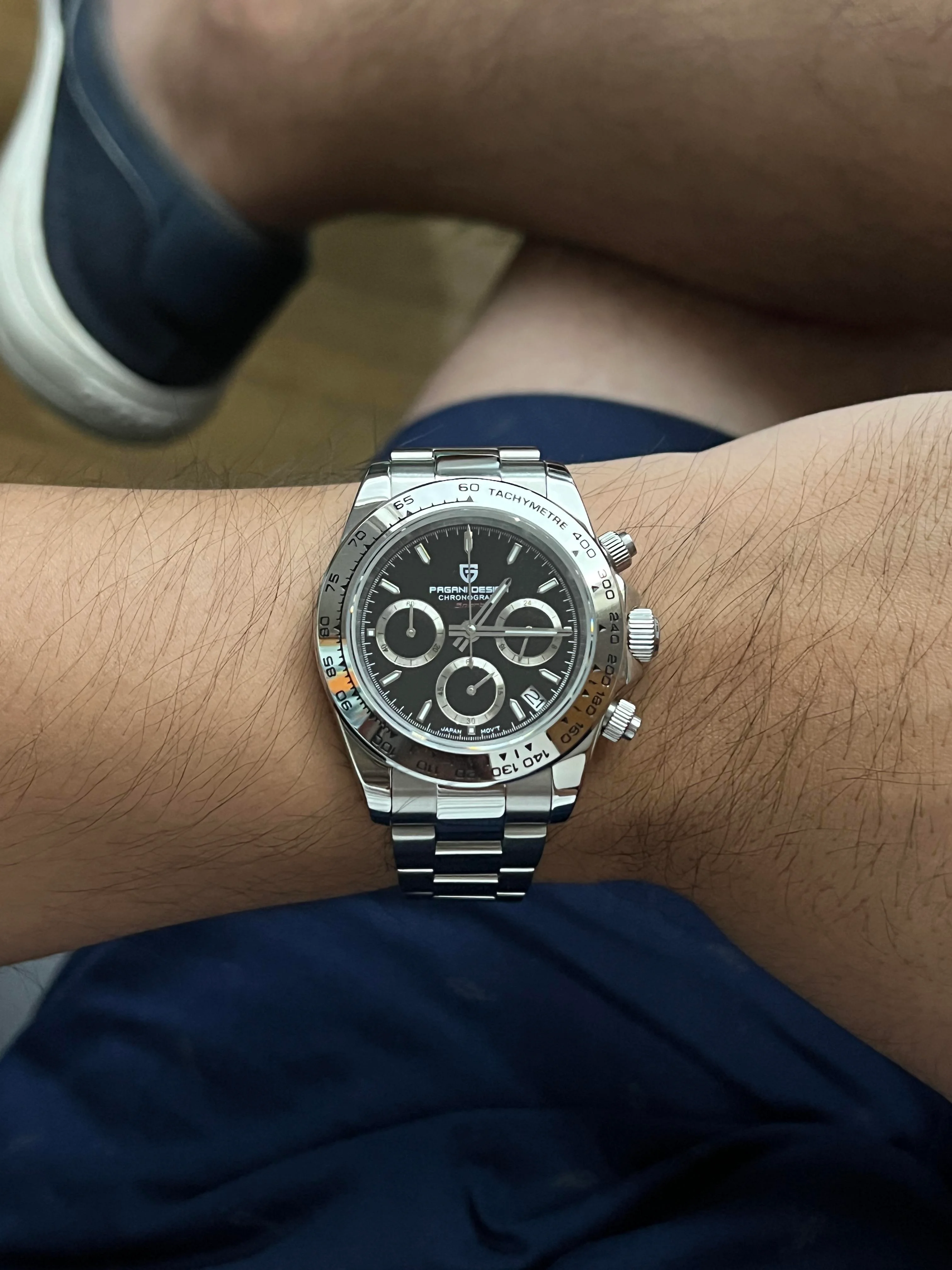 Наручний годинник чоловічий Pagani Design PD-1727 водонепроникний кварцевий з хронографом Silver/Black (22816035) - фото 5