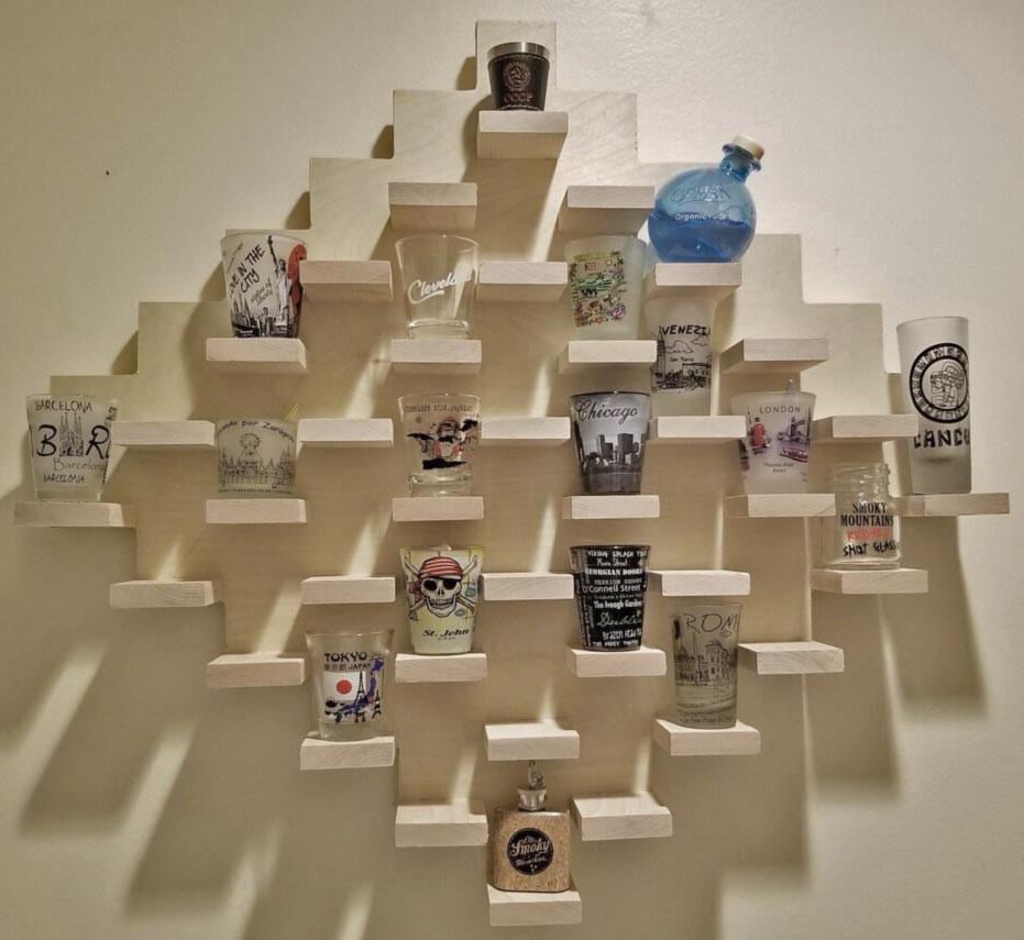 Полка для рюмок из дерева Оберн 36 Бланже (ПДШ-360301)