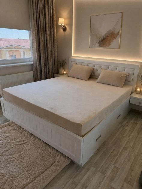 Набор велюровая простыня на резинке Malloory Home 180x200/25 см и 2 наволочки 50x70 см Бежевый