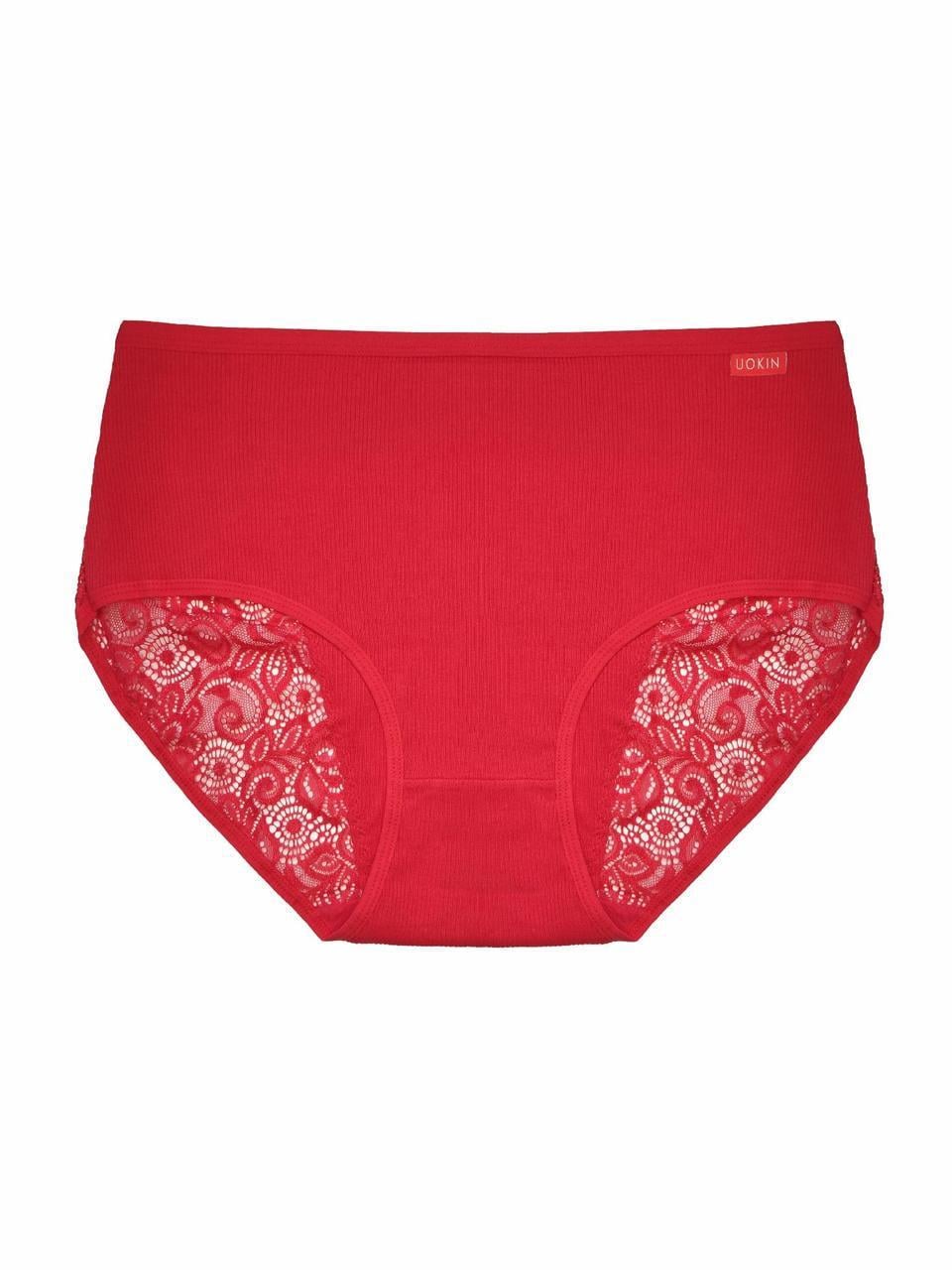 Трусы женские котоновые с кружевом UOKIN 452 XL р. 48-50 Красный