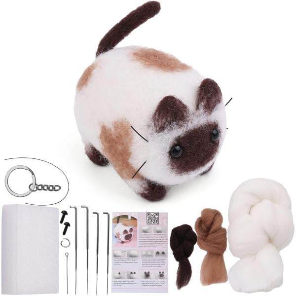 Набор для валяния из шерсти Сиамский кот с начинающими иглами