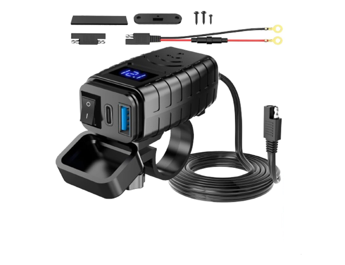 Зарядное устройство для мотоцикла с вольтметром QC 3.0/PD 3.0 12-32V