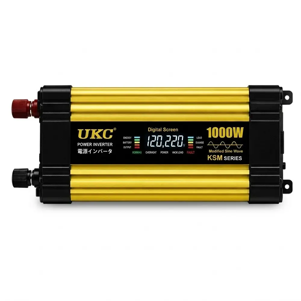Автомобильный инвертор UKC 2хUSB LCD 1000 Вт 12-220V Черно-желтый (37521684)