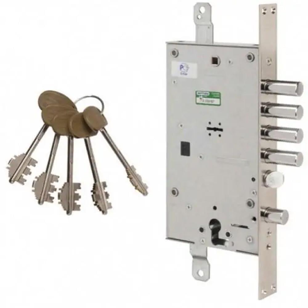 Замок врізний двосистемний Mottura 54.797-S Matic лівий без накладок ключ 60 мм