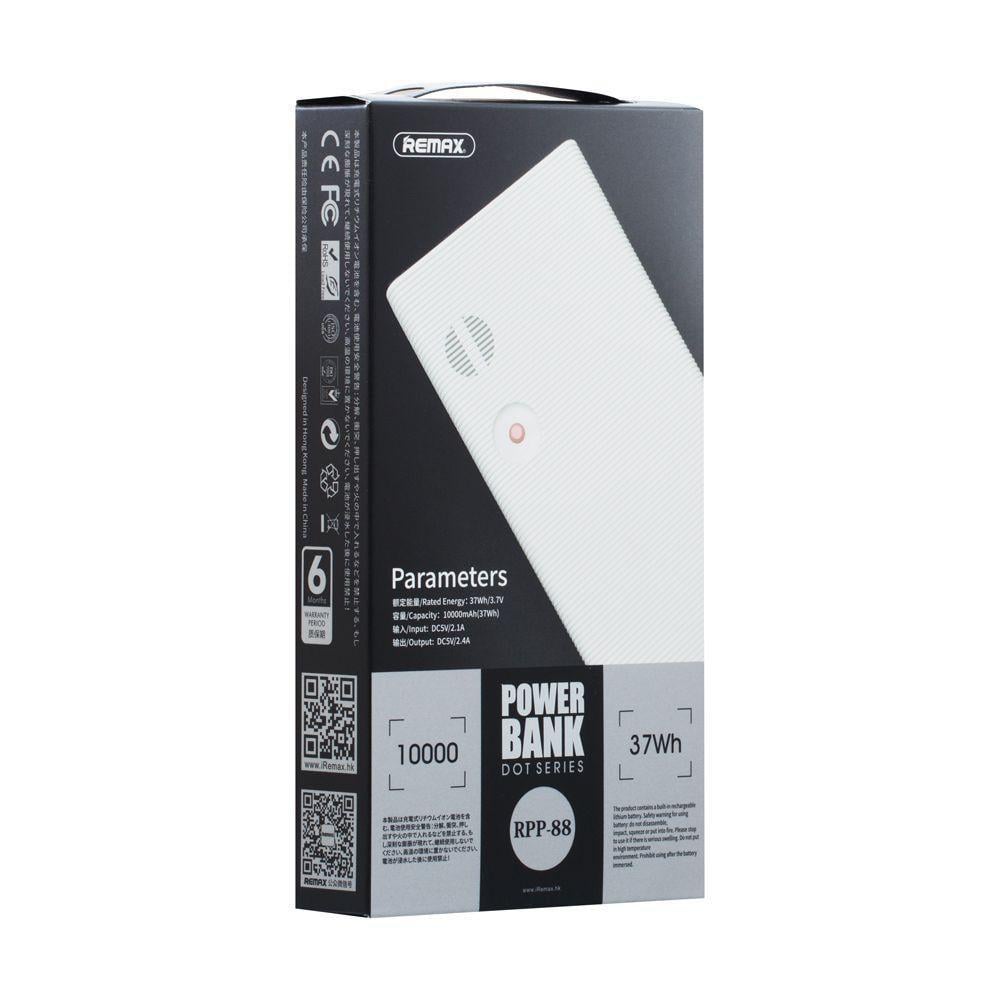 Внешний аккумулятор Power Bank Remax RPP-88 Dot 10000 mAh White (1012882863)