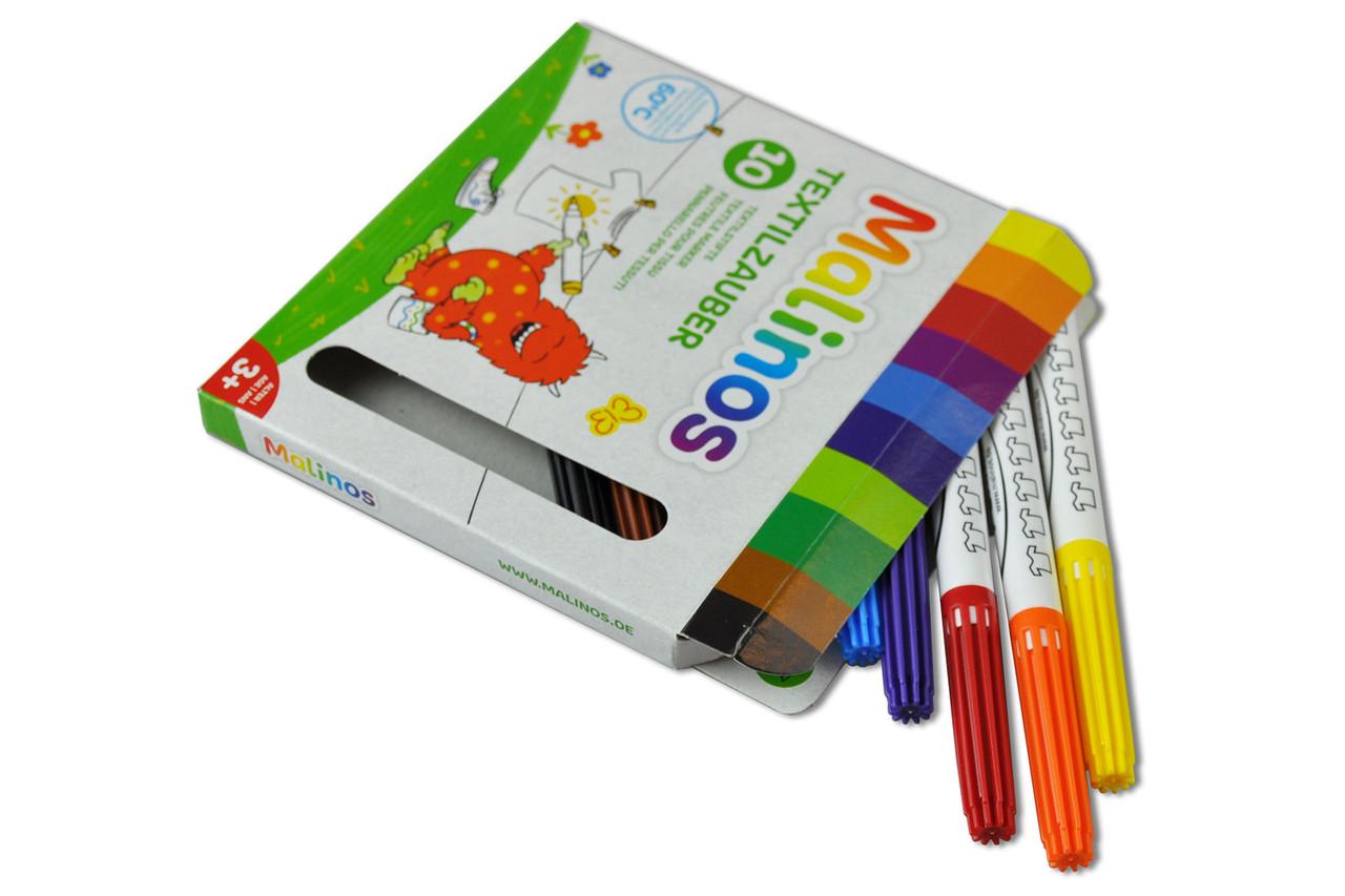 Фломастери для тканини Malinos текстильні 10 шт. (300010)
