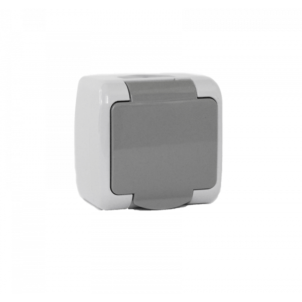 Розетка з заземленням зовнішнього монтажу вологозахищена IP 54 Outdoor ERSTE Сірий