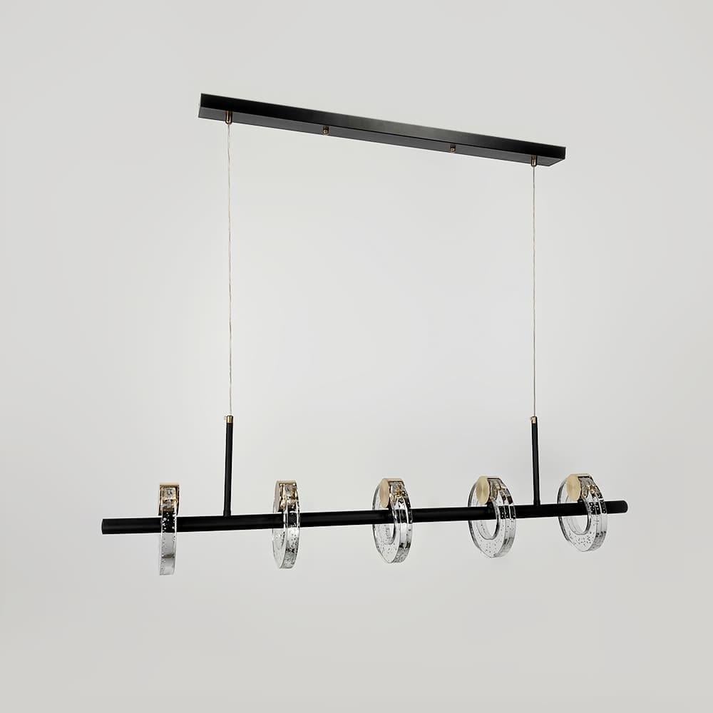 Люстра стильна видовжена із 5 скляними кільцями 100 см Чорний (G068-1000L BK)