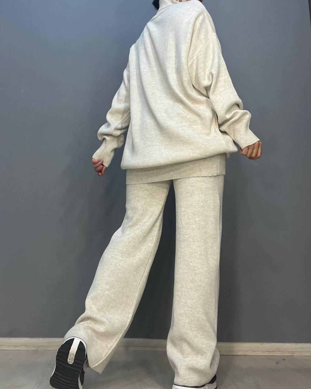 Костюм жіночий MY FASHION 202401-101 брюки зі стрілкою шнурок та светр OS Світло-бежевий (887) - фото 2 Костюм жіночий MY FASHION 202401-101 брюки зі стрілкою шнурок та светр OS Світло-бежевий (887) - фото 2