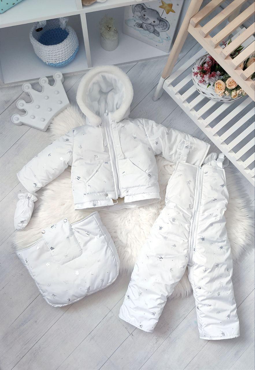 Комбінезон-трансформер для новонародженного зимовий на овчині 3в1 Білий (1008)
