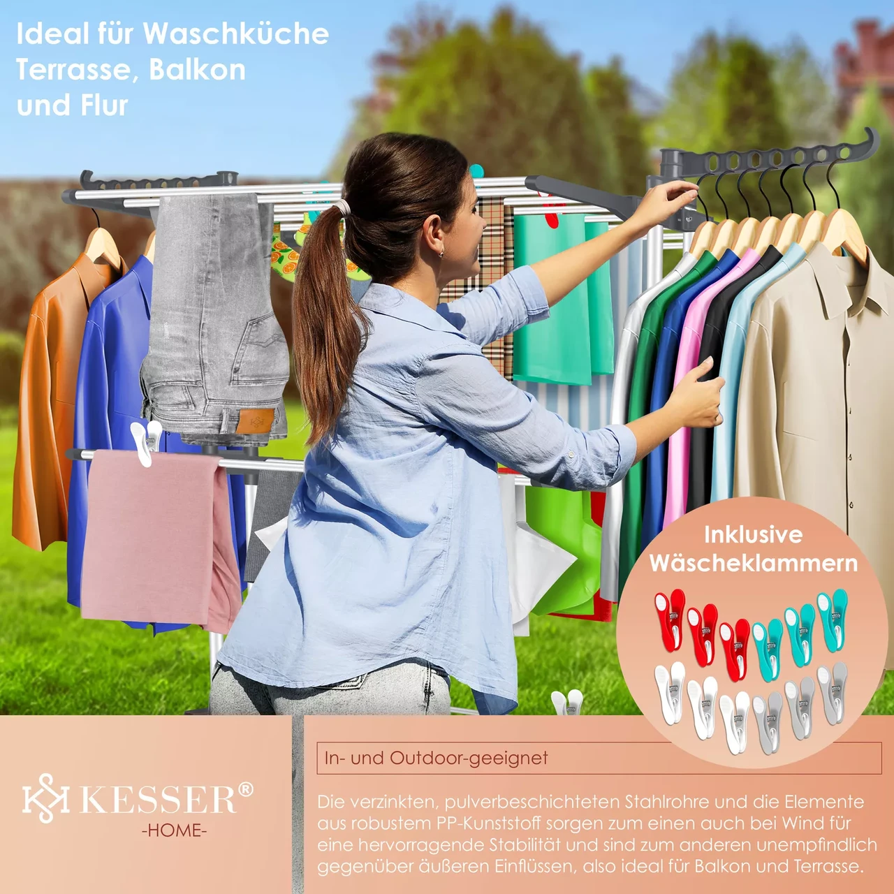 Сушарка для білизни KESSER 126 см 50 кг (4255598324540) - фото 9 Сушарка для білизни KESSER 126 см 50 кг (4255598324540) - фото 9