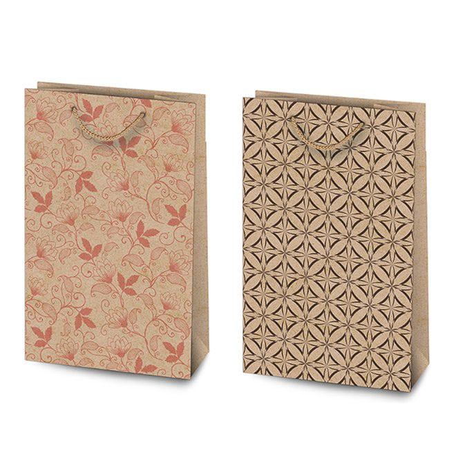 Пакет подарочный крафт Flora микс 11х5,5х17 см 10 шт. (7957)