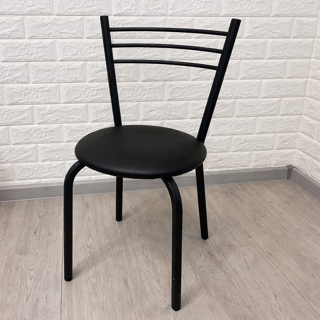 Кухонний стілець Ніка металевий з м'яким сидінням 30х80 см Чорний (28373806)