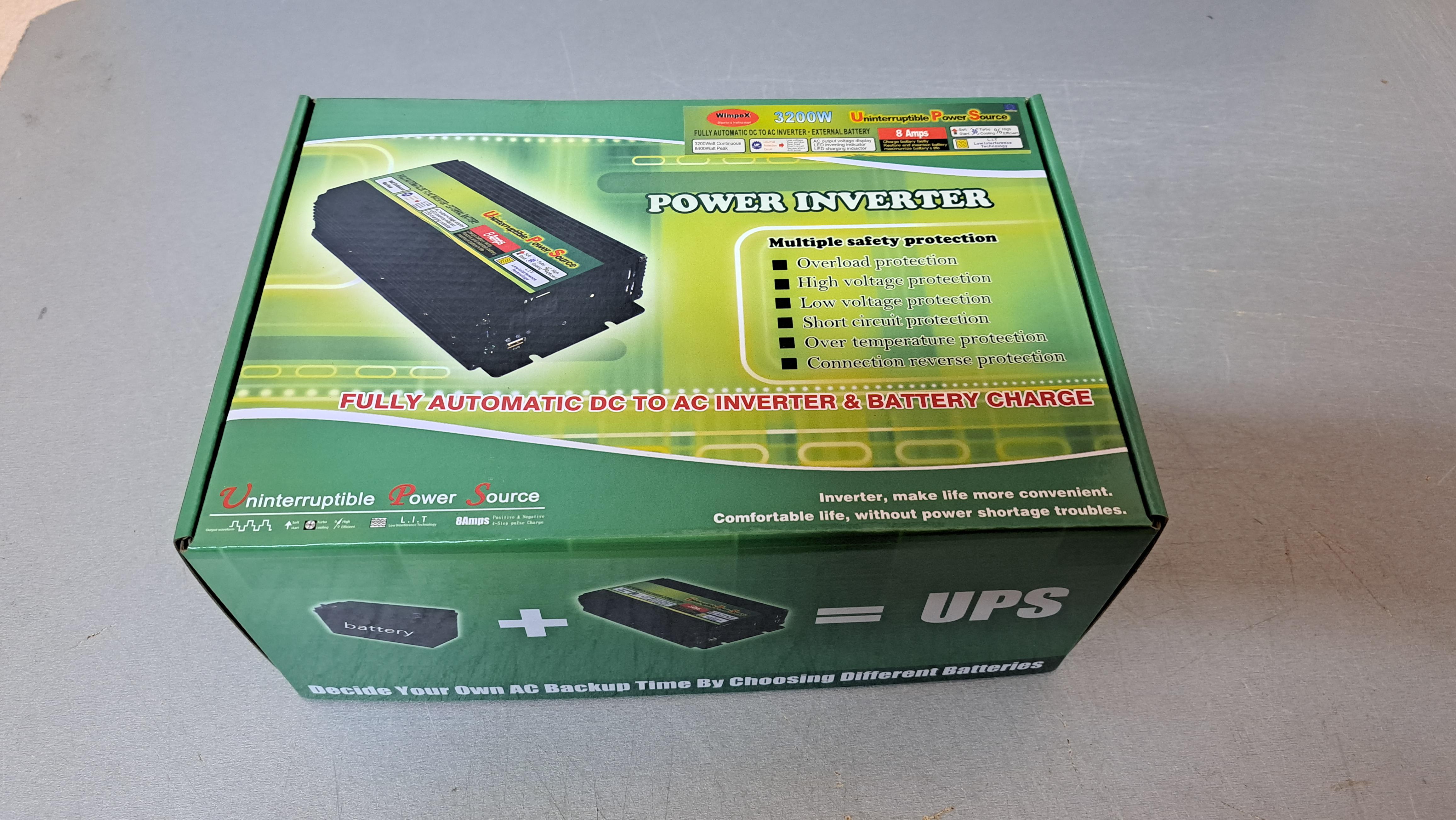 Преобразователь напряжения WIMPEX 12-220V 3200W с автоматической зарядкой 8А - фото 6