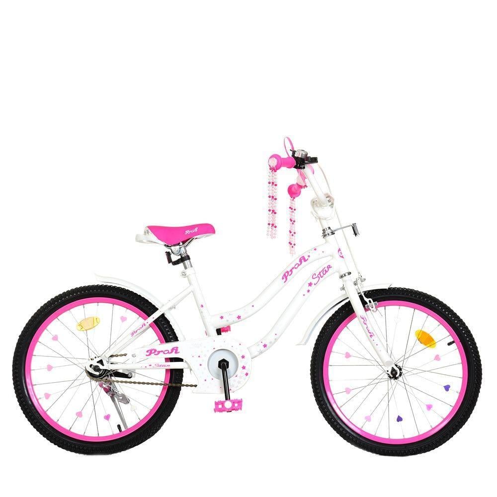 Велосипед для дівчинки PROF1 Star 20" з багажником Малиновий - фото 1 Велосипед для дівчинки PROF1 Star 20" з багажником Малиновий - фото 1