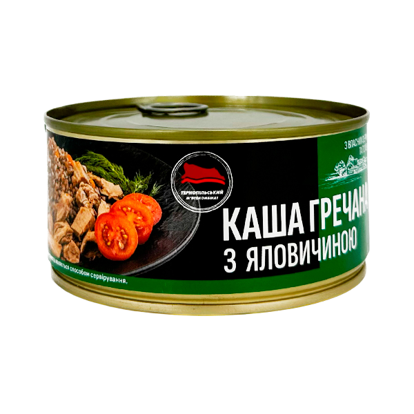 М'ясна консерва Тернопільський м'ясокомбінат "Каша гречана з яловичиною" 325 г (23915051)