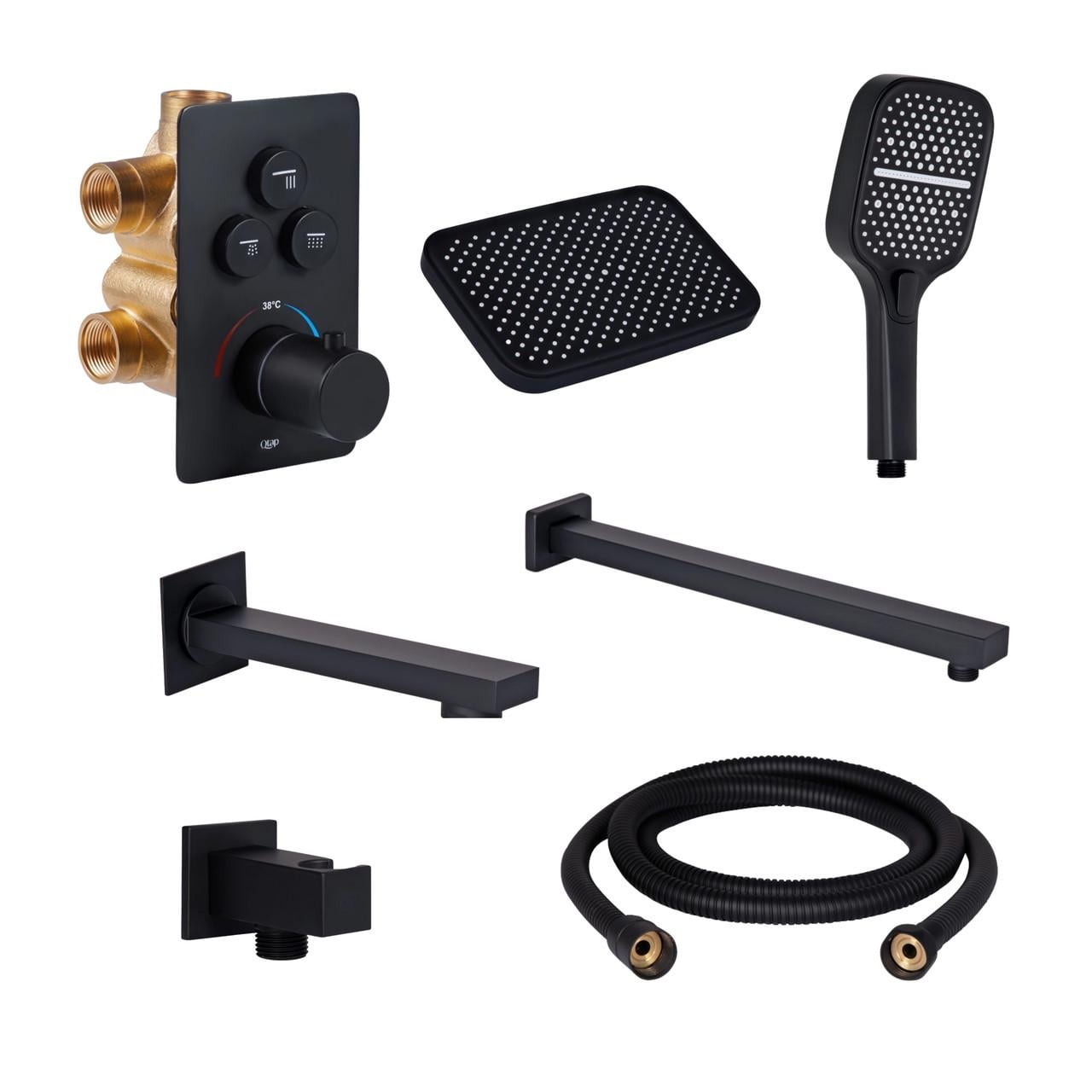 Комплект Qtap Votice смеситель QTVOT6443T105NKB/душевой набор (SD00053814)